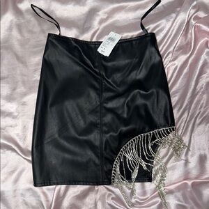 Windsor Black Asymmetrical Mini Pencil Skirt